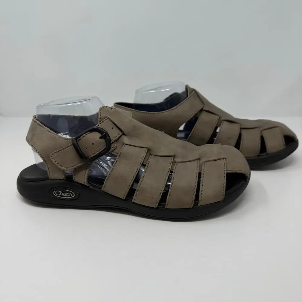Chaco Fishermen's Sandals Men's 9  Brown Leather Casual Hippie Sandals
